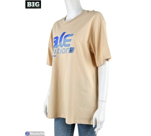 Футболка жіноча на літо (5 шт. р.сетка S-2XL) бежевий "BIG" Футболка жіноча на літо (5 шт. р.сетка S-2XL) бежевий "BIG"
