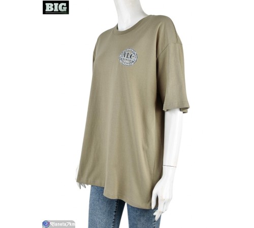 Футболка жіноча на літо (5 шт. р.сетка S-2XL) хакі "BIG" Футболка жіноча на літо (5 шт. р.сетка S-2XL) хакі "BIG"