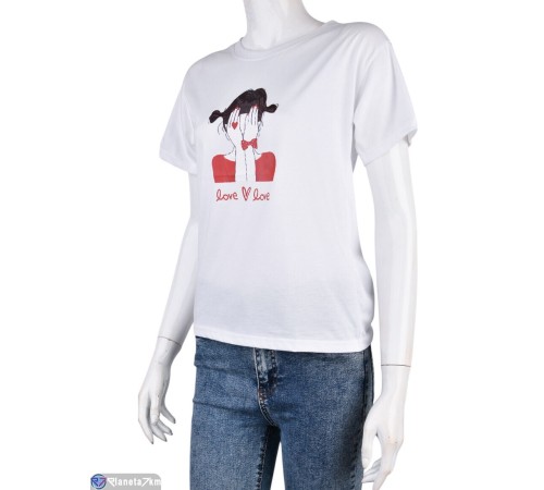 Футболка жіноча на літо (5 шт. р.сетка L-2XL) білий "Kalabok" Футболка жіноча на літо (5 шт. р.сетка L-2XL) білий "Kalabok"