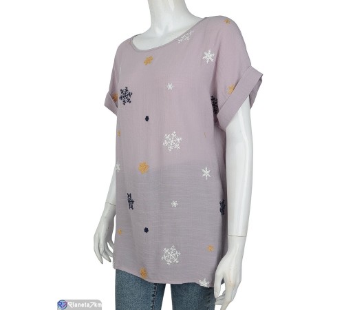 Блузка жіноча на літо (4 шт. р.сетка XL-4XL) рожевий  "Kalabok"