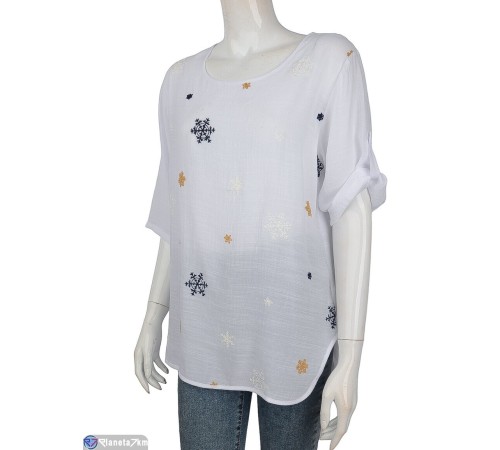 Блузка жіноча на літо (8 шт. р.сетка XL-4XL) білий  "Kalabok"