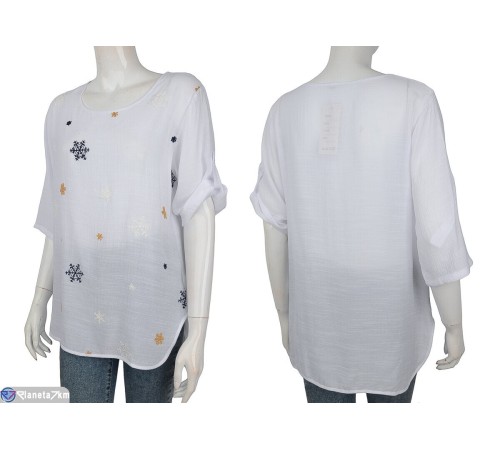 Блузка жіноча на літо (8 шт. р.сетка XL-4XL) білий  "Kalabok"