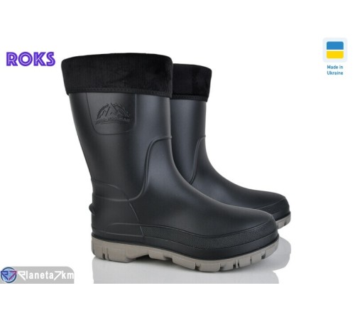 Чоловіче гумове взуття на зиму (6 пар р.41-46) чорний  "Roks"