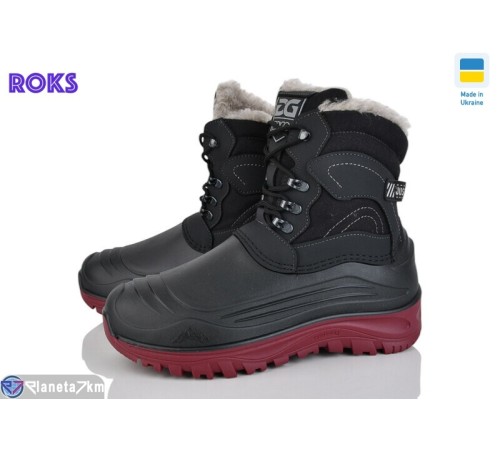 Чоловіче гумове взуття на зиму (8 пар р.41-45) чорний  "Roks"