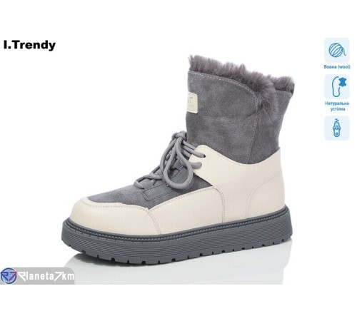 Черевики жіночі на зиму (6 пар р.37-42) сірий "Trendy" Черевики жіночі на зиму (6 пар р.37-42) сірий "Trendy"
