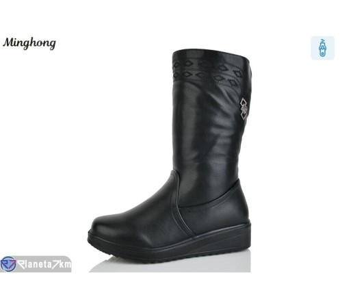 Чоботи жіночі на зиму (6 пар р.37-42) чорний  "HORSE"