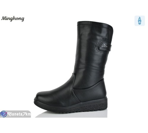 Чоботи жіночі на зиму (6 пар р.37-42) чорний  "HORSE"