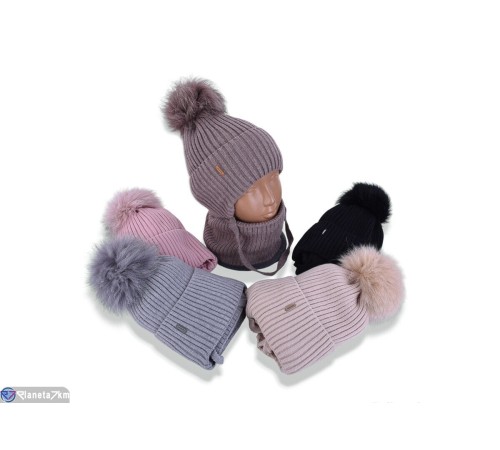 Дитяча шапка на зиму (5 шт. р.сетка 50-52) мікс  "DOMINGO"
