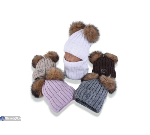 Дитяча шапка на зиму (5 шт. р.сетка 48-50) мікс  "DOMINGO"