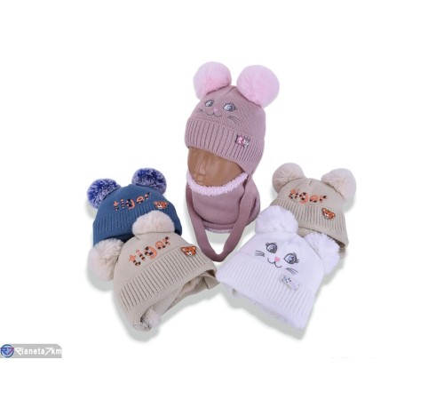 Дитяча шапка на зиму (5 шт. р.сетка 42-44) мікс  "DOMINGO"