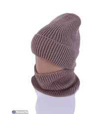 Шапка жіноча на зиму (3 шт. р.сетка 54-58) коричневий  "DOMINGO"
