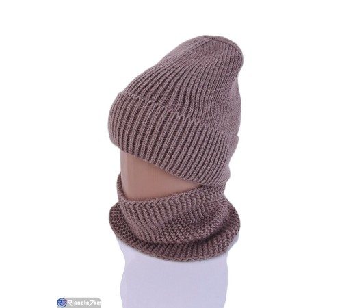 Шапка жіноча на зиму (3 шт. р.сетка 54-58) коричневий  "DOMINGO"