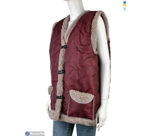 Жилетка жіноча на зиму (6 шт. р.сетка 52-62) бордовий  "LIBERTE"