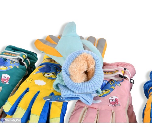 Рукавички дитячі на зиму (12 шт. р.сетка 6-10) мікс  "RUBIBAS"