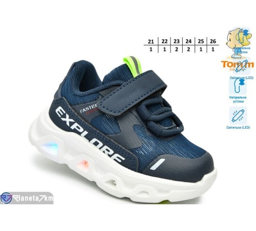 Дитячі кросівки на весну/осінь (8 пар р.21-26) синій  "TOMMY"