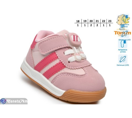 Дитячі кросівки на весну/осінь (8 пар р.18-23) рожевий  "TOMMY"