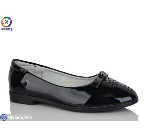 Балетки дитячі на весну/осінь (8 пар р.32-37) чорний  "Леопард"