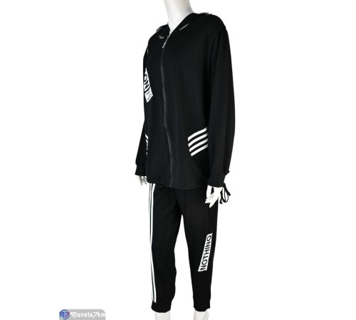 Спортивний костюм жіночий на весну/осінь (3 шт. р.сетка XL-3XL) чорний  "Mirella"