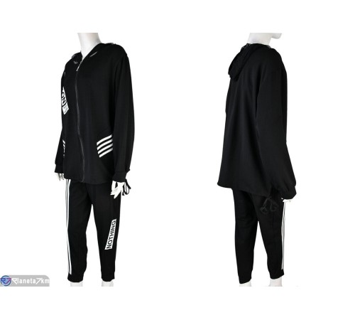 Спортивний костюм жіночий на весну/осінь (3 шт. р.сетка XL-3XL) чорний  "Mirella"