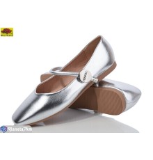 Балетки жіночі на весну/осінь (8 пар р.36-40) срібний  "Mei De Li"