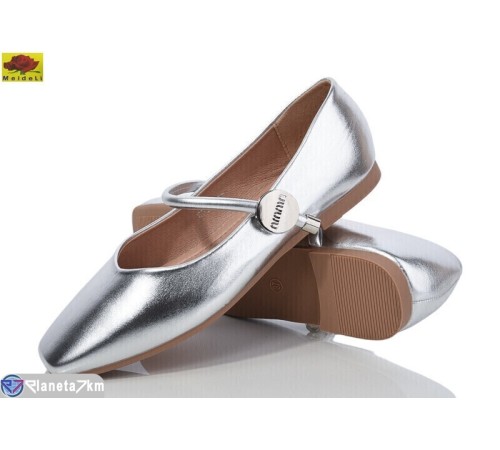 Балетки жіночі на весну/осінь (8 пар р.36-40) срібний  "Mei De Li"