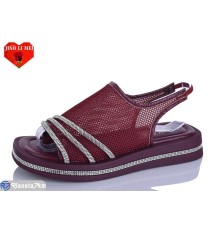 Босоніжки жіночі на літо (8 пар р.36-41) бордовий  "Jiao Li Mei"