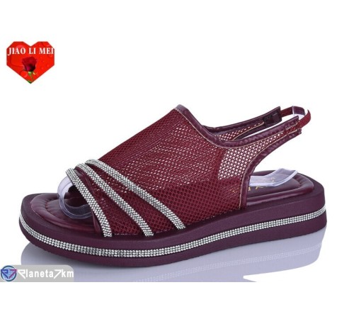 Босоніжки жіночі на літо (8 пар р.36-41) бордовий  "Jiao Li Mei"