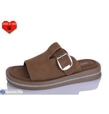 Шлепки жіночі на літо (8 пар р.36-41) коричневий  "Jiao Li Mei"