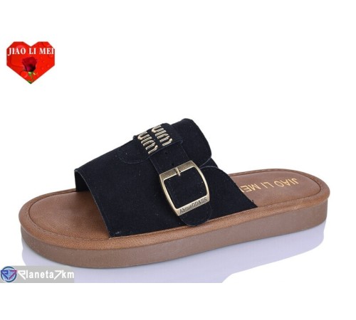 Шлепки жіночі на літо (8 пар р.36-41) чорний  "Jiao Li Mei"