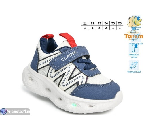Дитячі кросівки на весну/осінь (8 пар р.21-26) синій  "TOMMY"
