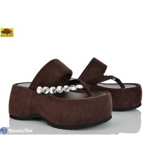 Шлепки жіночі на літо (8 пар р.36-40) коричневий  "Mei De Li"