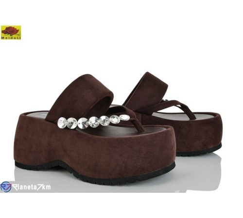 Шлепки жіночі на літо (8 пар р.36-40) коричневий  "Mei De Li"