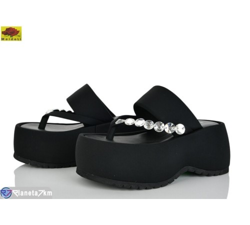 Шлепки жіночі на літо (8 пар р.36-40) чорний  "Mei De Li"