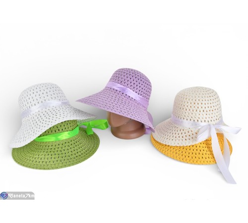 Капелюх жіночий на літо (5 шт. р.сетка 56-59) мікс  "CAROLLA"