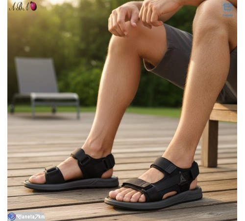 Сандалі чоловічі на літо (8 пар р.41-45) чорний  "Aba"