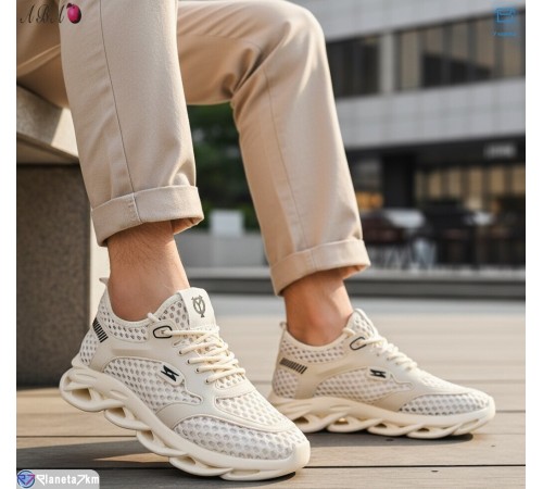 Кросівки чоловічі на літо (8 пар р.40-44) бежевий  "Aba"