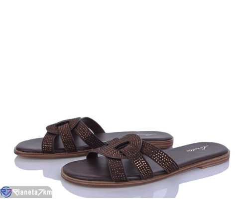 Шлепки жіночі на літо (8 пар р.36-41) коричневий  "LOREDANA"