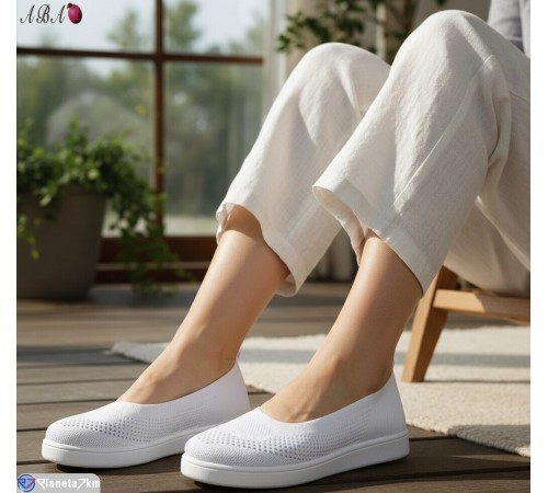 Балетки жіночі на літо (8 пар р.36-41) білий  "Aba"