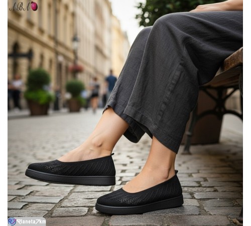 Балетки жіночі на літо (8 пар р.40-43) чорний  "Aba"