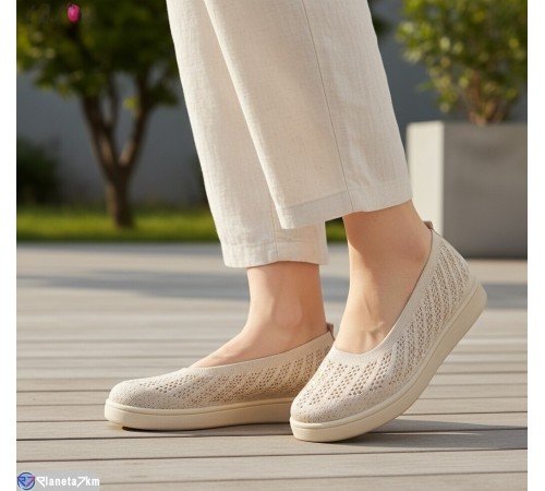 Балетки жіночі на літо (8 пар р.40-43) бежевий  "Aba"