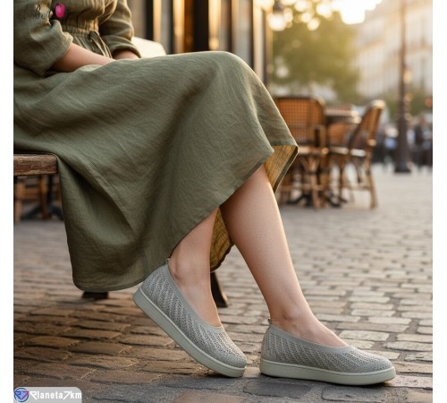 Балетки жіночі на літо (8 пар р.40-43) зелений  "Aba"