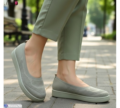 Балетки жіночі на літо (8 пар р.40-43) зелений  "Aba"