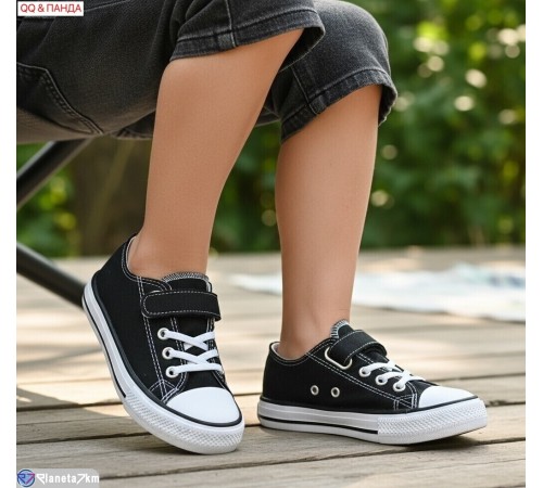 Дитячі кеди на весну/осінь (10 пар р.32-37) чорний  "QQ&Панда"