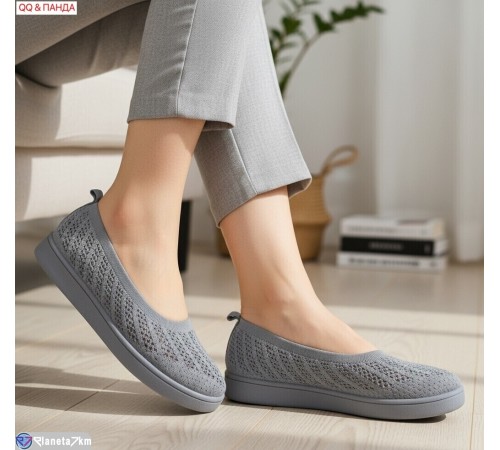 Балетки жіночі на літо (8 пар р.36-41) сірий  "QQ&Панда"