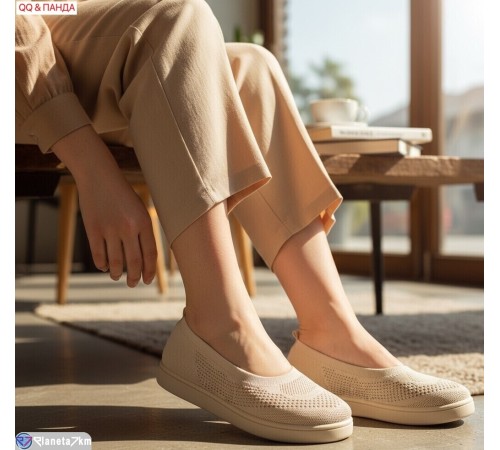 Балетки жіночі на літо (8 пар р.36-41) бежевий  "QQ&Панда"