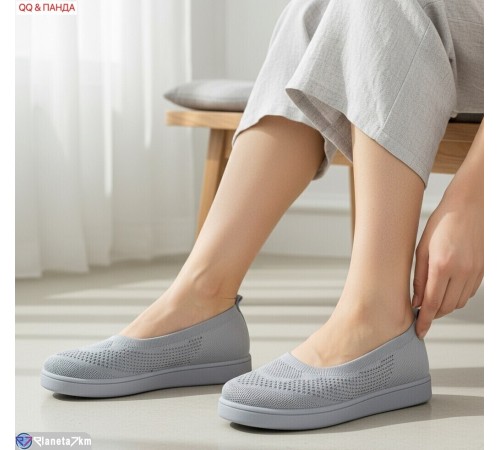 Балетки жіночі на літо (8 пар р.36-41) сірий  "QQ&Панда"