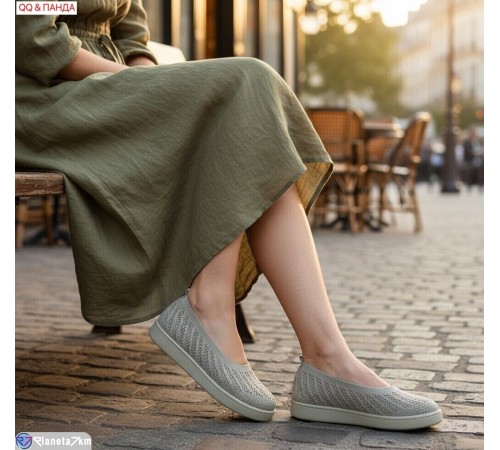 Балетки жіночі на літо (8 пар р.40-43) зелений  "QQ&Панда"