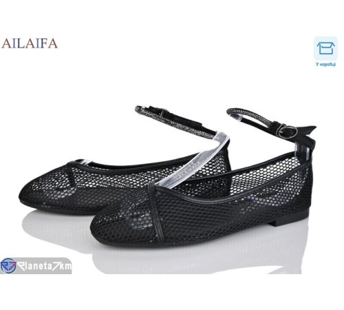 Балетки жіночі на літо (8 пар р.36-41) чорний  "Latifa"