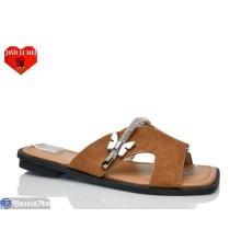 Шлепки жіночі на літо (8 пар р.36-41) коричневий  "Jiao Li Mei"