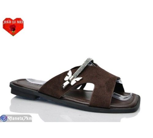 Шлепки жіночі на літо (8 пар р.36-41) коричневий  "Jiao Li Mei"